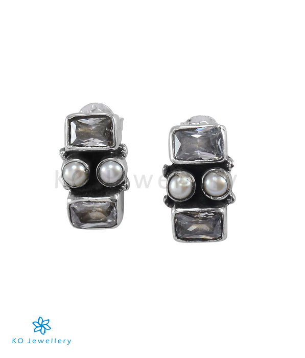 The Marva Silver Gemstone Earrings (White)