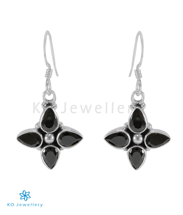 The Dyut Silver Gemstone Earrings (Black)