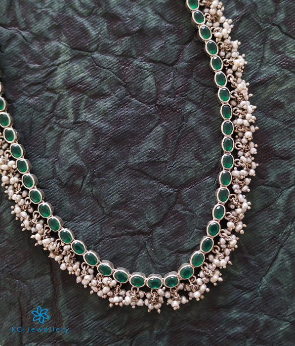 The Vidvat Silver Necklace (Green/Oxidised)