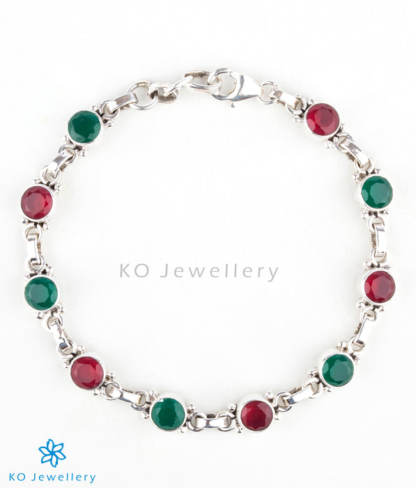  Handmade silver and colourful zircon bracelet at affordable price