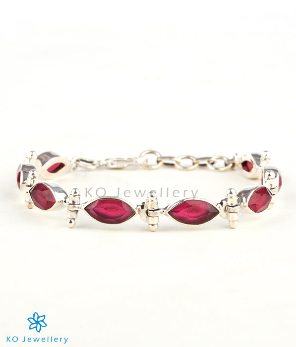 The Pratiti Silver Gemstone Bracelet (Red)