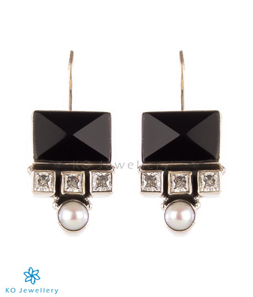 Pearl and gemstone earrings modern design handmade in India