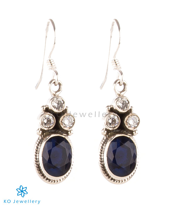The Poulomi Silver Gemstone Earrings-Blue