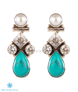 The Poorna Silver Gemstone Earrings(Turquoise)