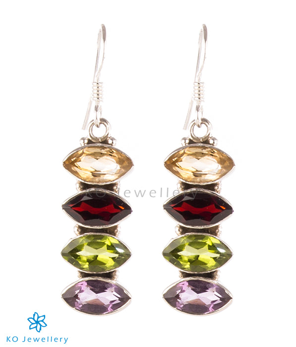 The Pratha Silver Gemstone Earrings-Multicolour