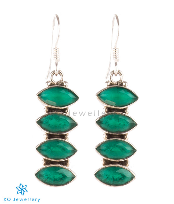 The Pratha Silver Gemstone Earrings-Green