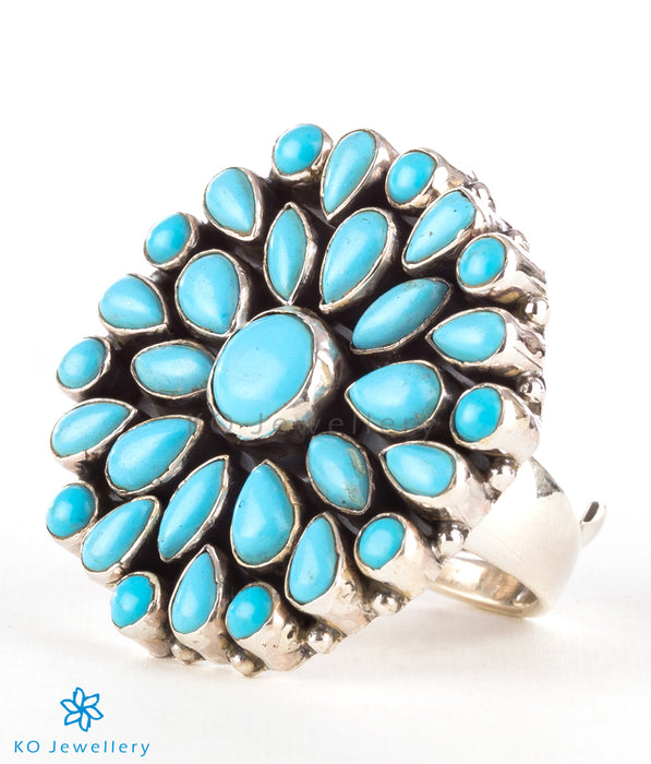 The Divit Silver Gemstone Cocktail Finger-ring (Blue)