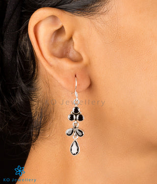 The Darshita Silver Gemstone Earrings(Black)