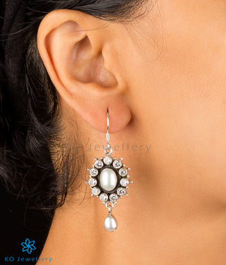 White zircon and pearl earrings handcrafted Jaipur jewellery designs online