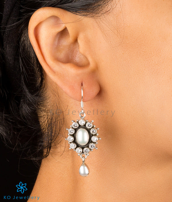 White zircon and pearl earrings handcrafted Jaipur jewellery designs online