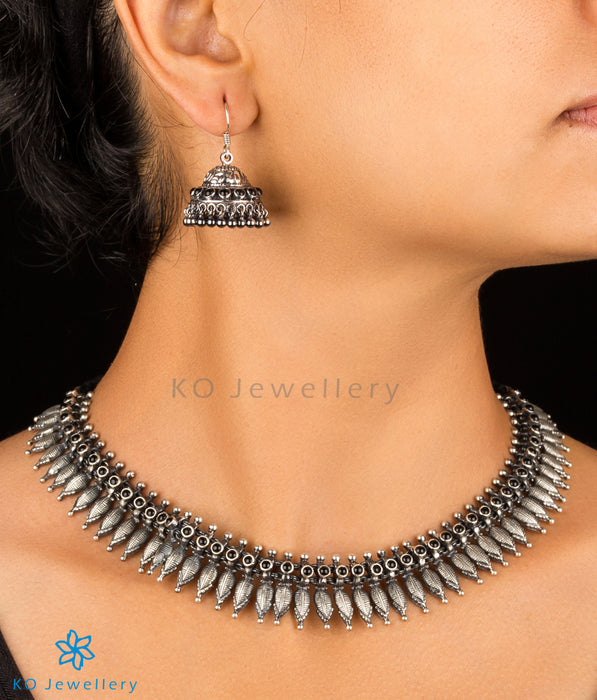 Black Oxidised Silver Necklace Set with Earrings Timeless Beauty