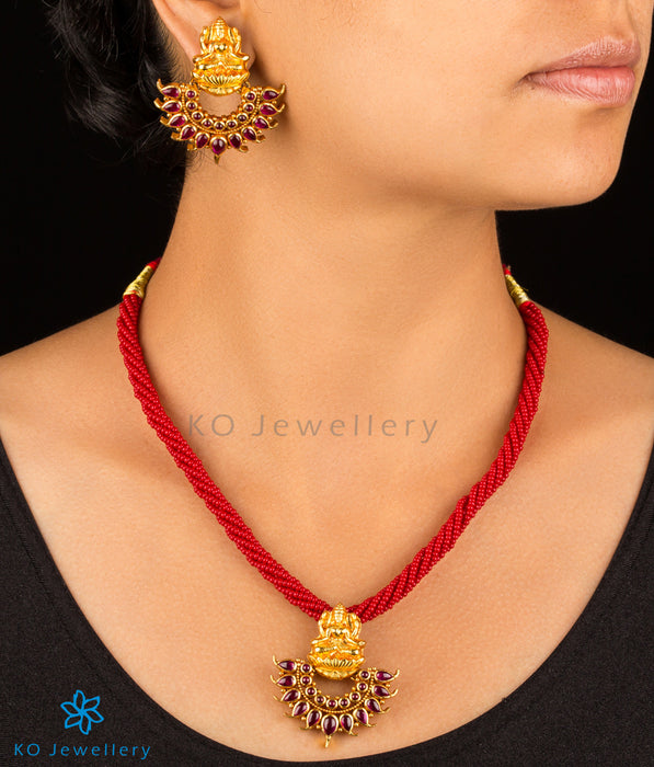 gold plated silver temple jewellery necklace set