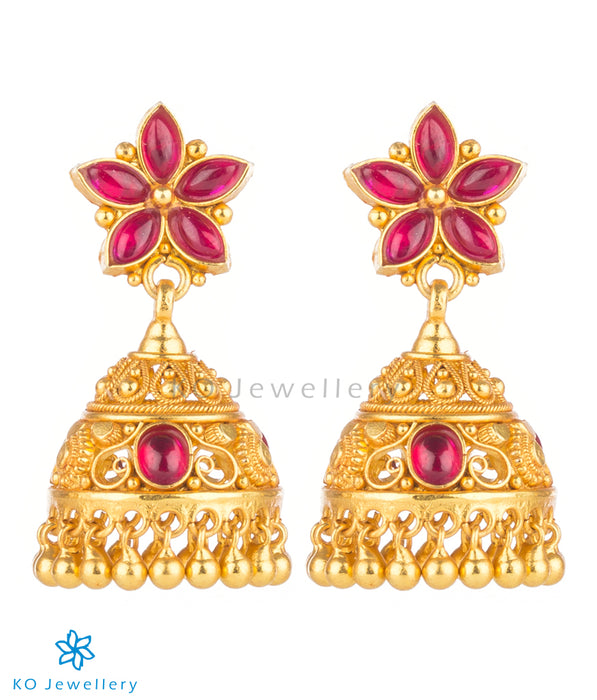 Gold coated temple jewellery jhumkas online shopping India