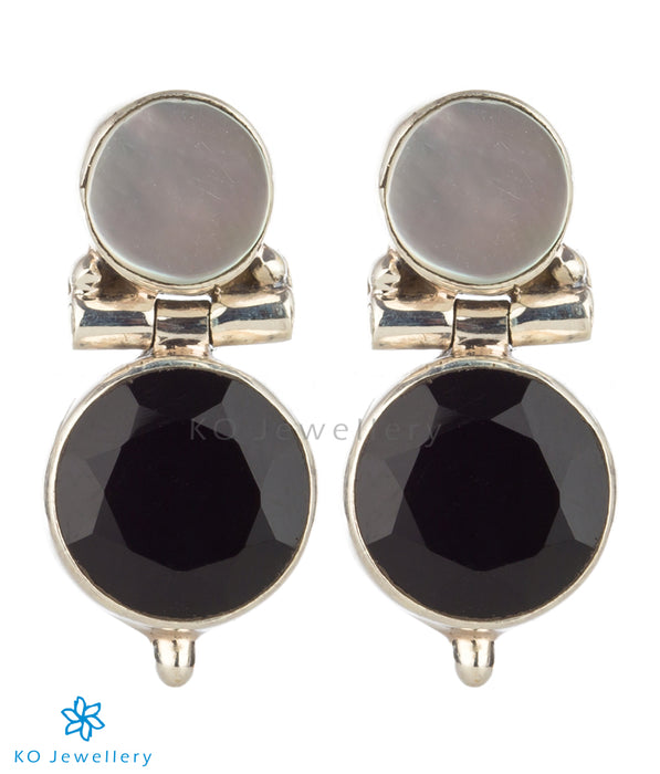 The Rasopala Silver Gemstone Earrings(Black)