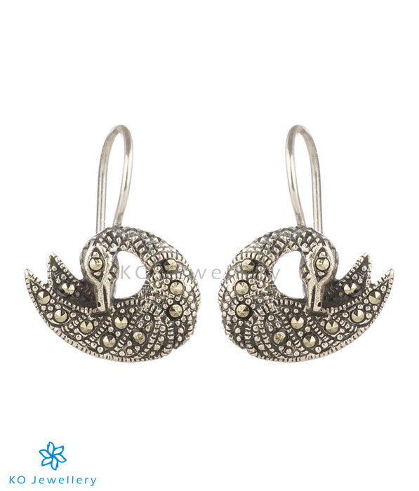 The Sparkling Swan Silver Earrings