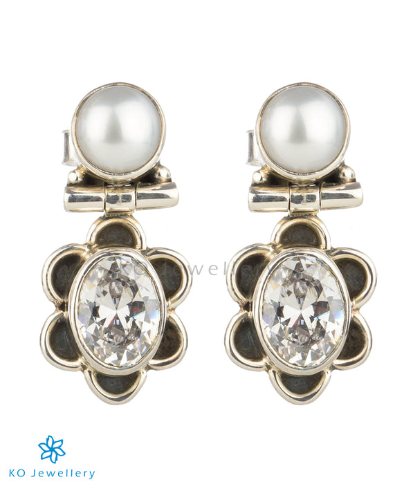 The Parijat Silver Gemstone Earrings(White)