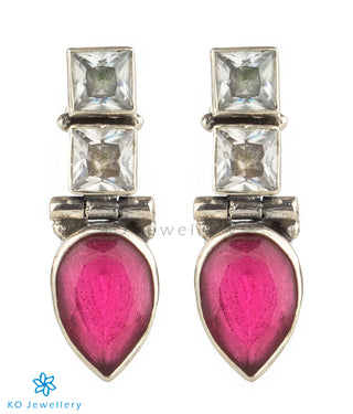 The Parikshit Silver Gemstone Earrings(Red)