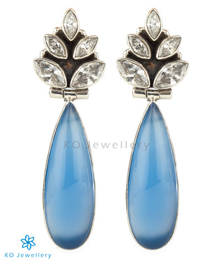 The Ujjvala Silver Gemstone Earrings(Blue)