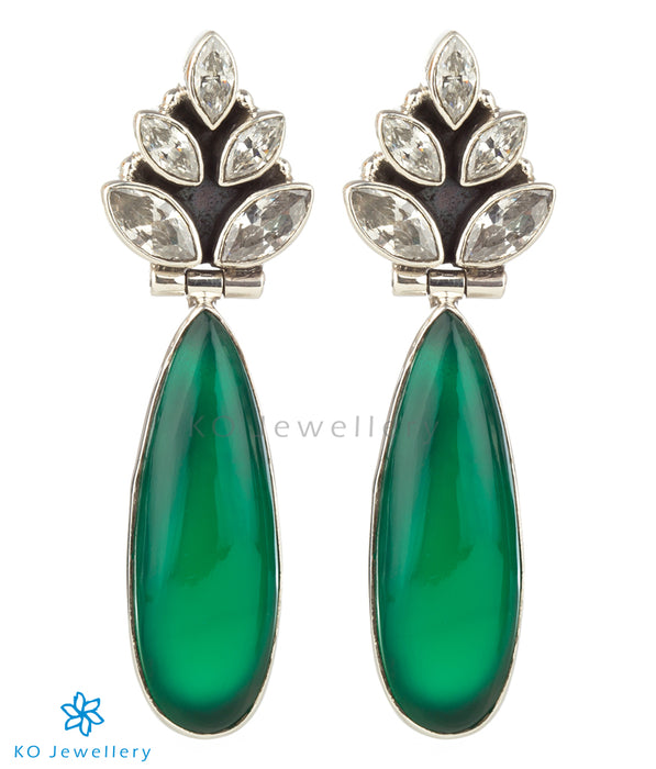 The Ujjvala Silver Gemstone Earrings(Green)