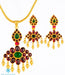 Gold coated long pendant set with earrings at affordable price