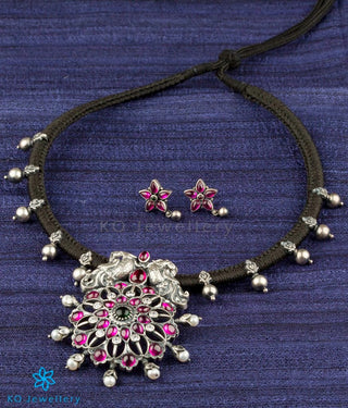 The Anulasya Antique Silver Peacock Necklace (Oxidised)