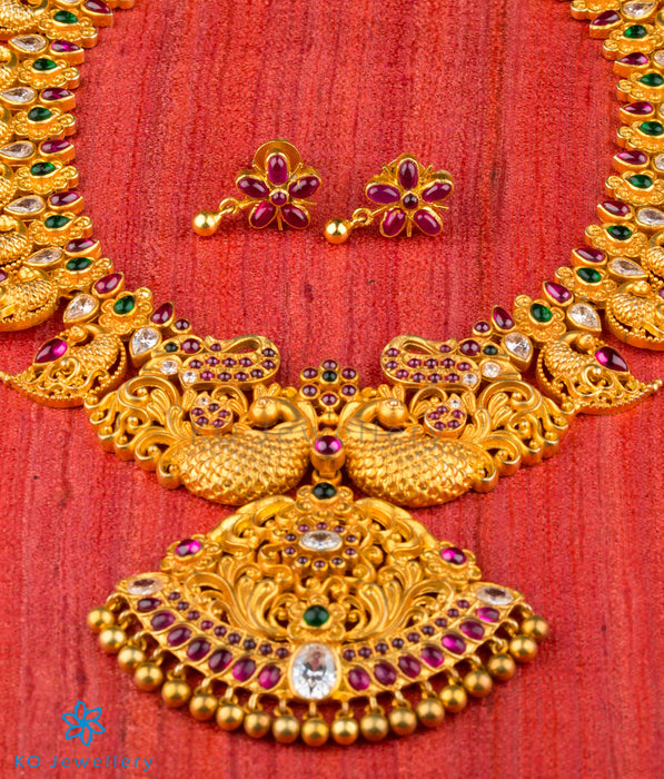 Peacock bridal necklace gold plated silver temple jewellery