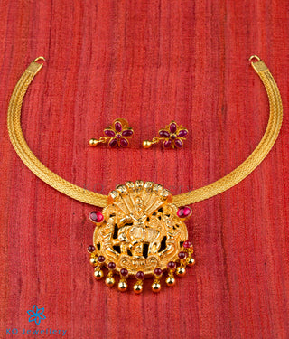 Krishna pendant with earrings temple jewellery design ideas