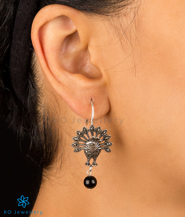 The Nrtu Mercasite Silver Peacock Earrings (Pearl)