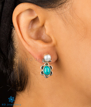 The Parijat Silver Gemstone Earrings(Red)