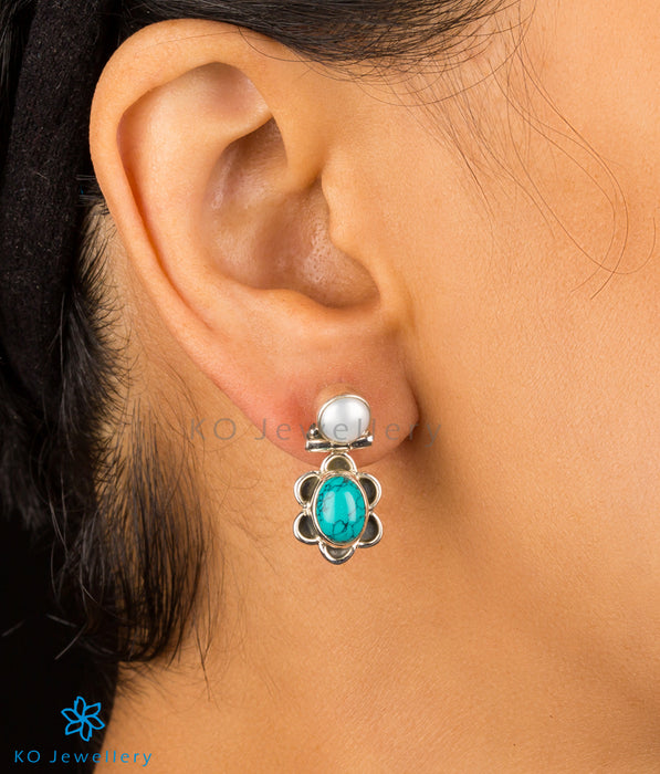 The Parijat Silver Gemstone Earrings(White)