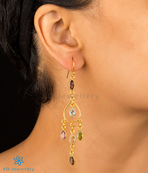 Stunning gold coated earrings with gemstones