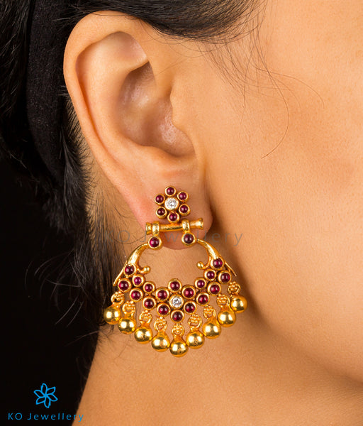 Visiri Murugu gold plated temple jewellery earrings