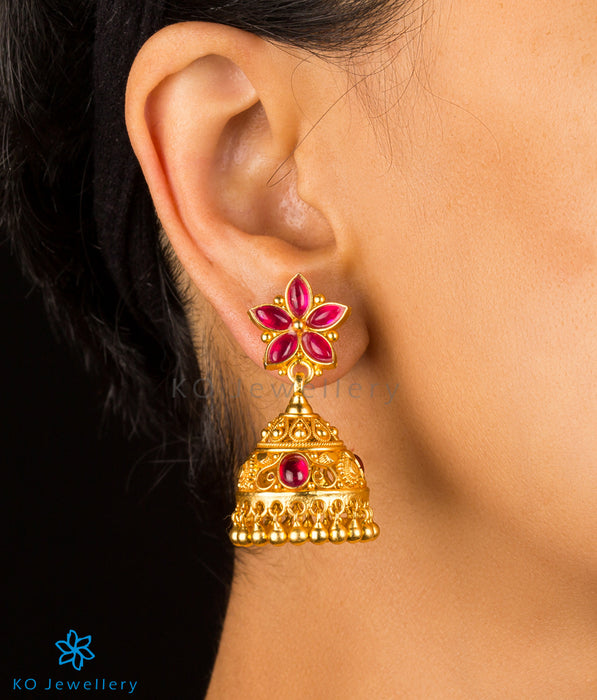 South Indian style gold plated silver jhumkas KO online