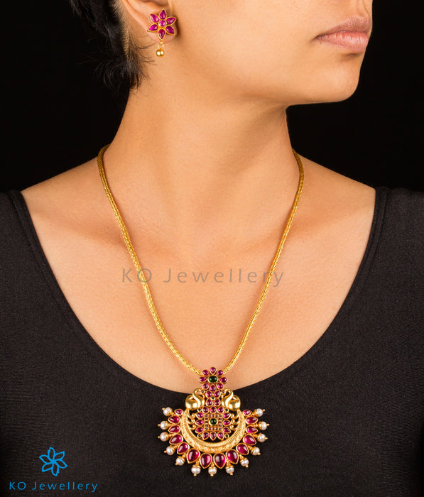 gold plated long necklace with traditional motifs online
