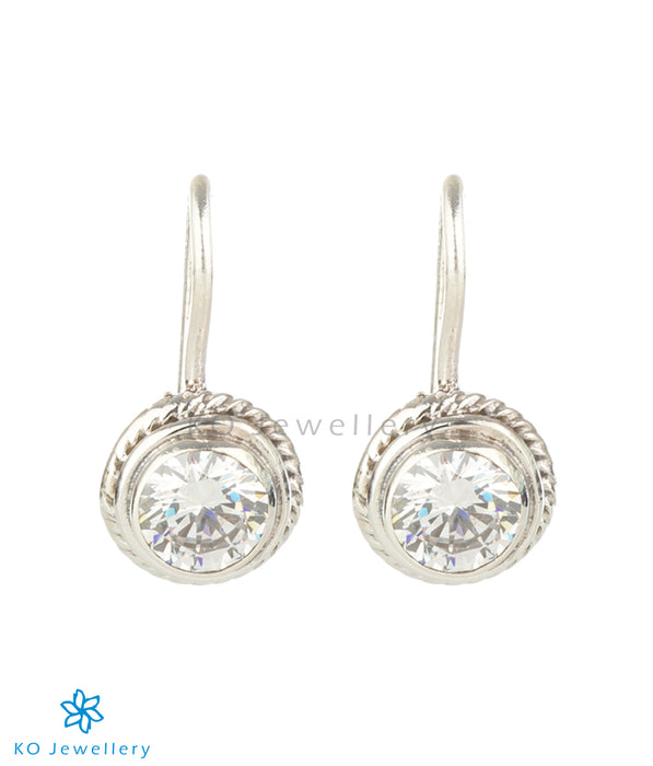 The Prisha Silver Gemstone Earrings(White/Hook)