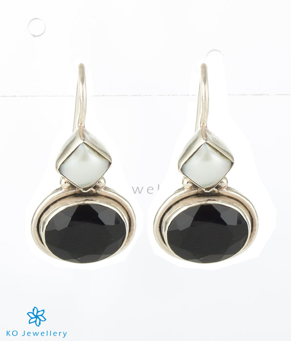 The Pahal Silver Gemstone Earrings-Black