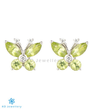 The Butterfly Silver Ear-studs (Peridot)