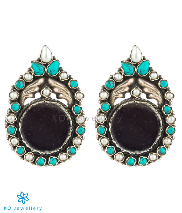 The Darpana Silver Gemstone Earrings (Turquoise/Pearl)