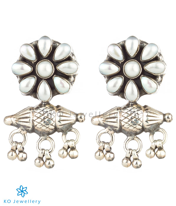 The Taweez Silver Gemstone Earrings (Pearl)