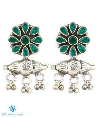 The Taweez Silver Gemstone Earrings (Green)