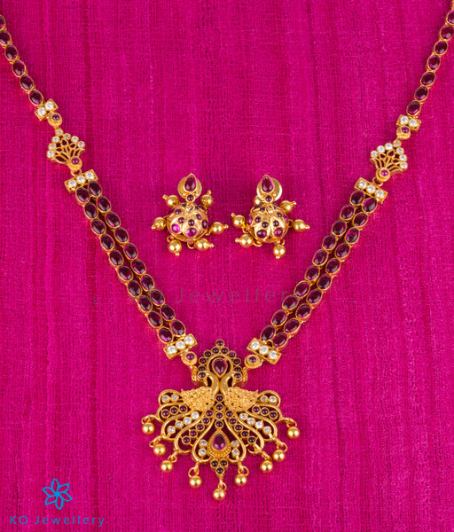 925 silver peacock motif necklace set