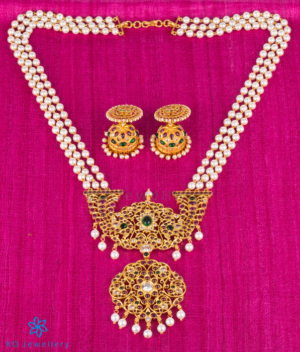 The Muktika Silver Pearl Makarakanti Necklace