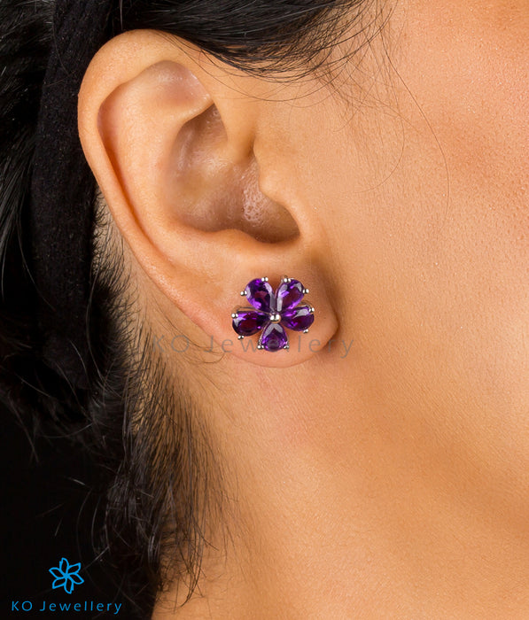 The Petunia Silver Ear-studs (Amethyst)