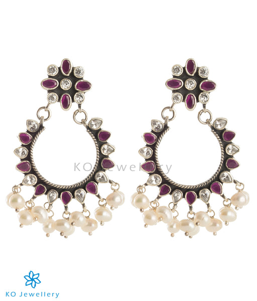 Jaipur jewellery earrings silver and polki stones