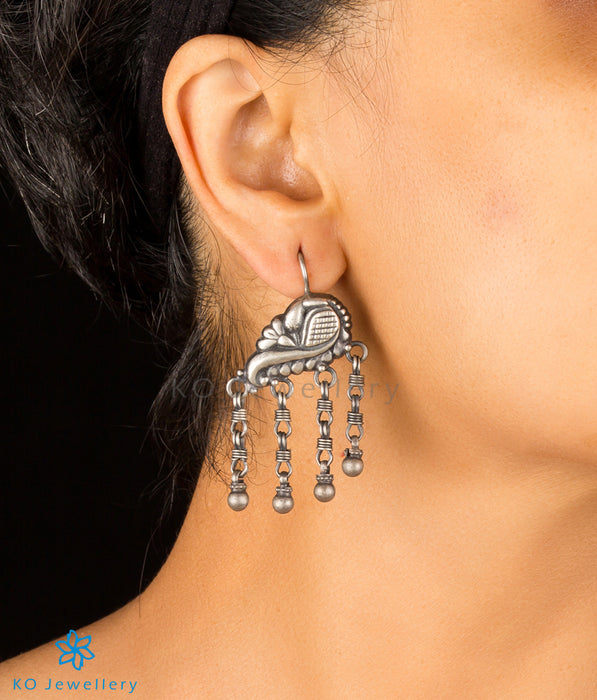 The Pratyusha Silver Peacock Earrings