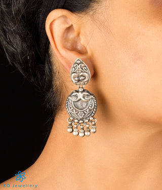 The Vama Silver Peacock Earrings