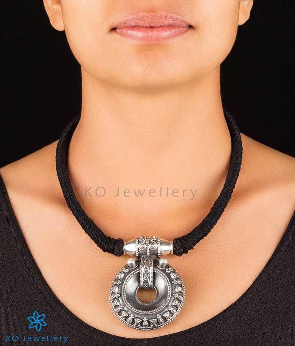 The Chakra Silver Necklace (Black)