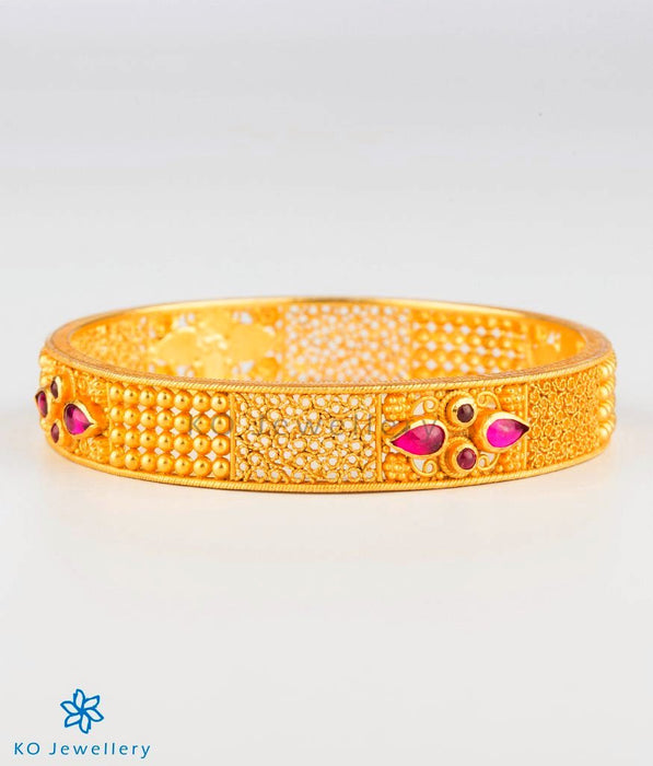 The Manya Silver Bangle (Red/Size 2.2/2.4/2.6/2.8))