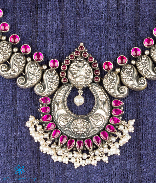 The Prakriti Silver Lakshmi Necklace(Oxidised)