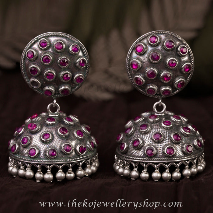 Hand crafted antique silver jhumka shop online